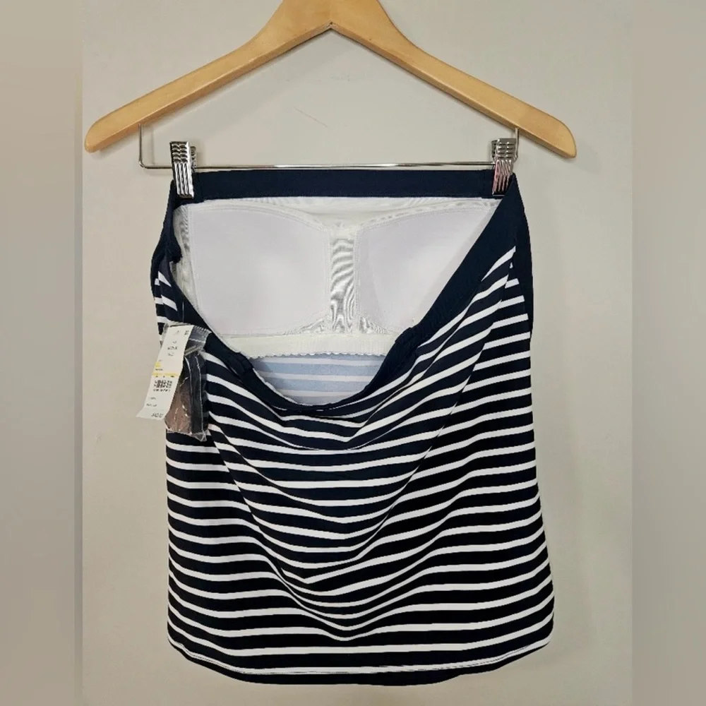 Lands' End Blue and White Tankini Top Swimsuit, Nautical Stripes NWT, XL (18) - Picture 3 of 4